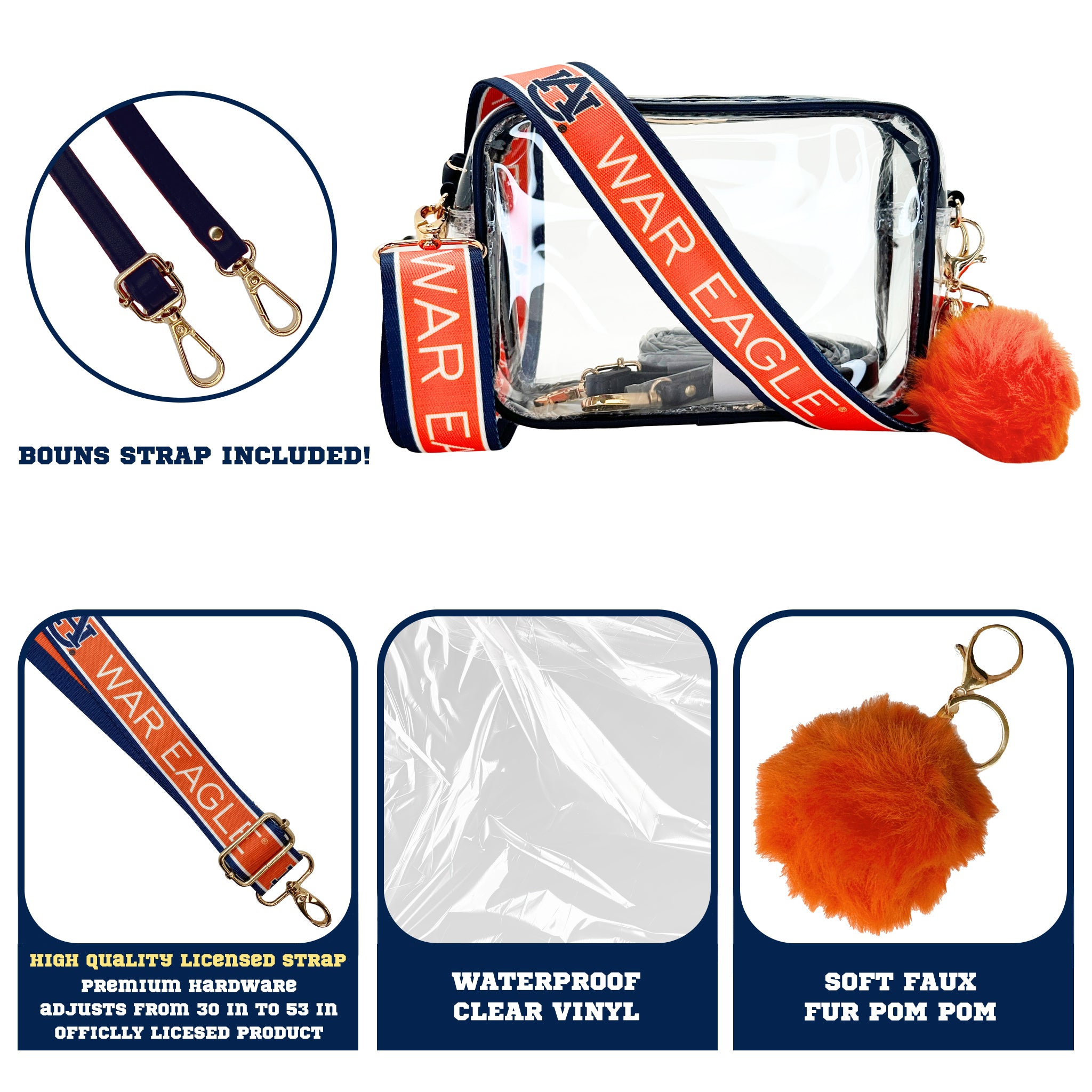 Auburn War Eagle Purse Set w/Licensed Strap