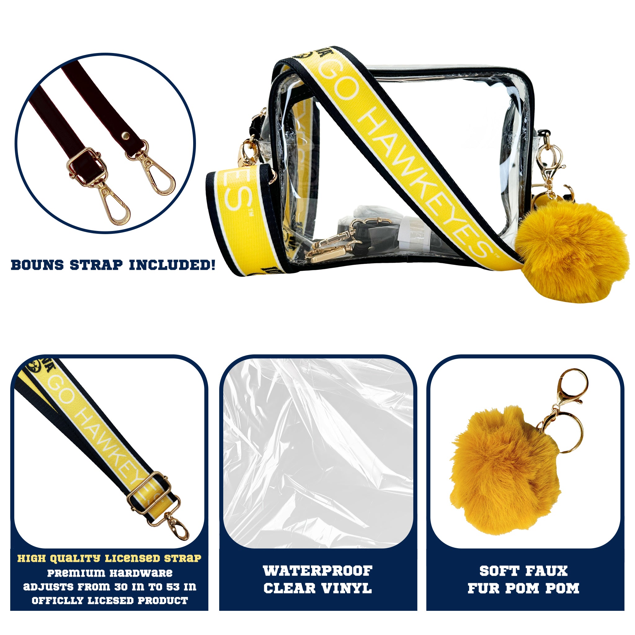 Iowa Hawkeyes Purse Set w/Licensed Strap