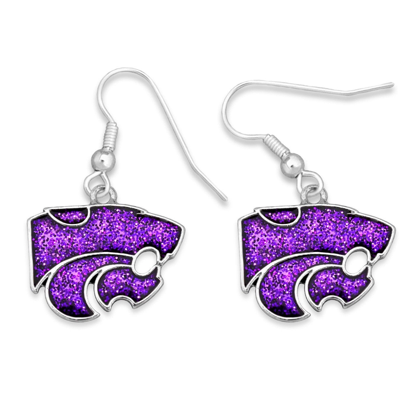 KANSAS STATE Cat Head Glitter Earrings