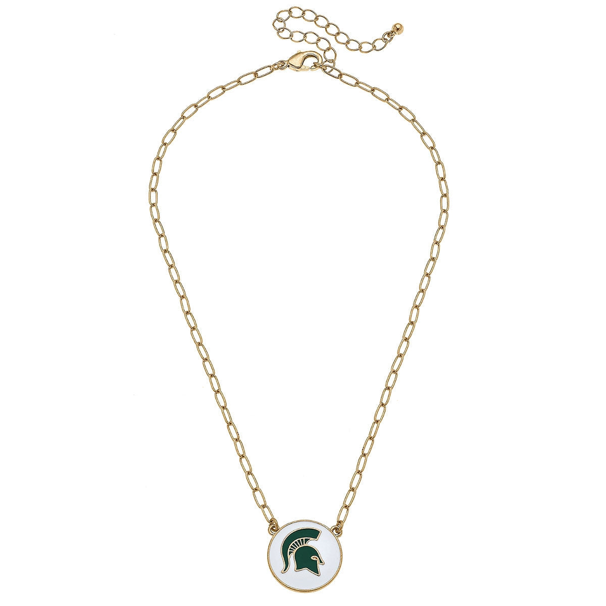 MICHIGAN STATE Spartans Enamel Disk Pendant Necklace in White