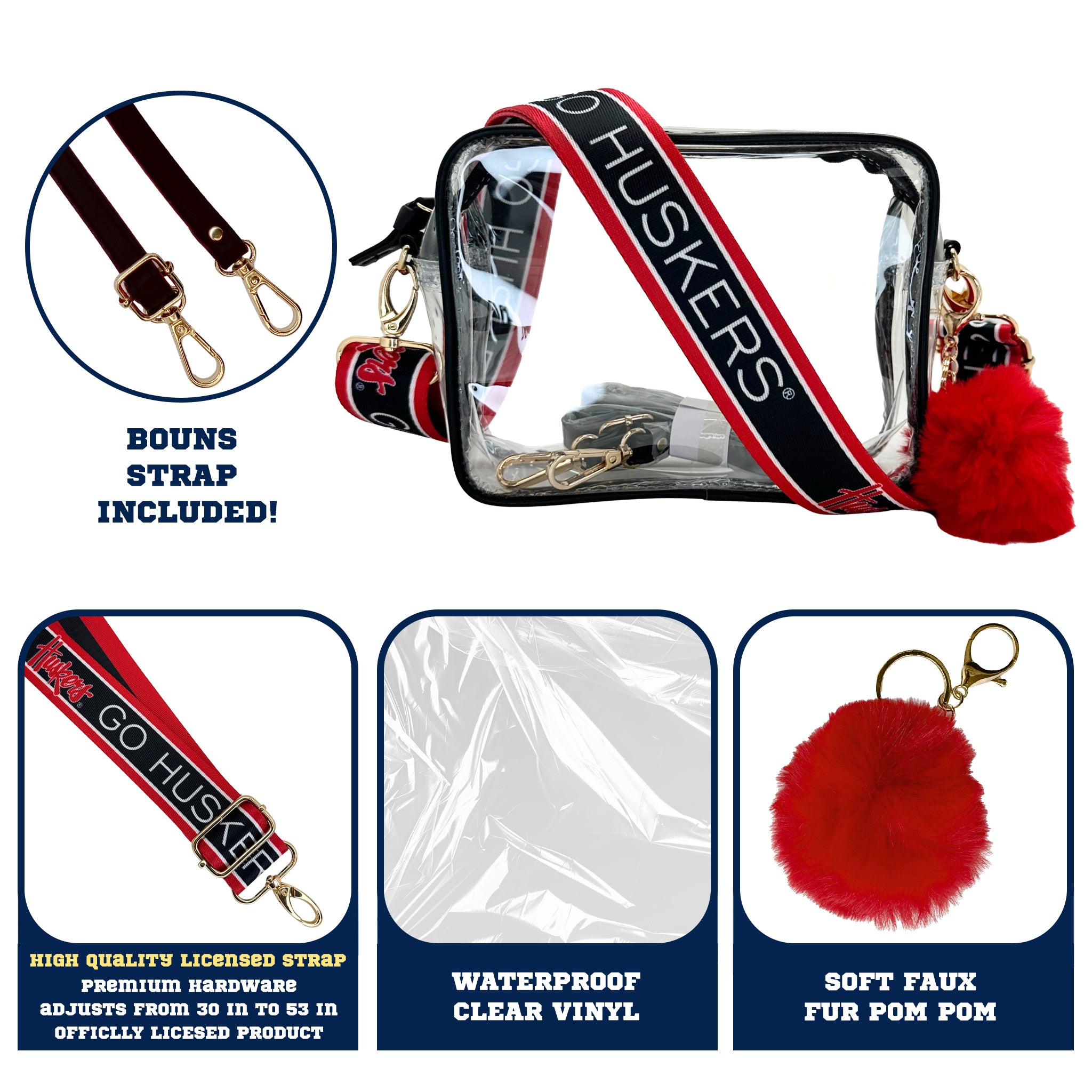 Nebraska Huskers Purse Set w/Licensed Strap