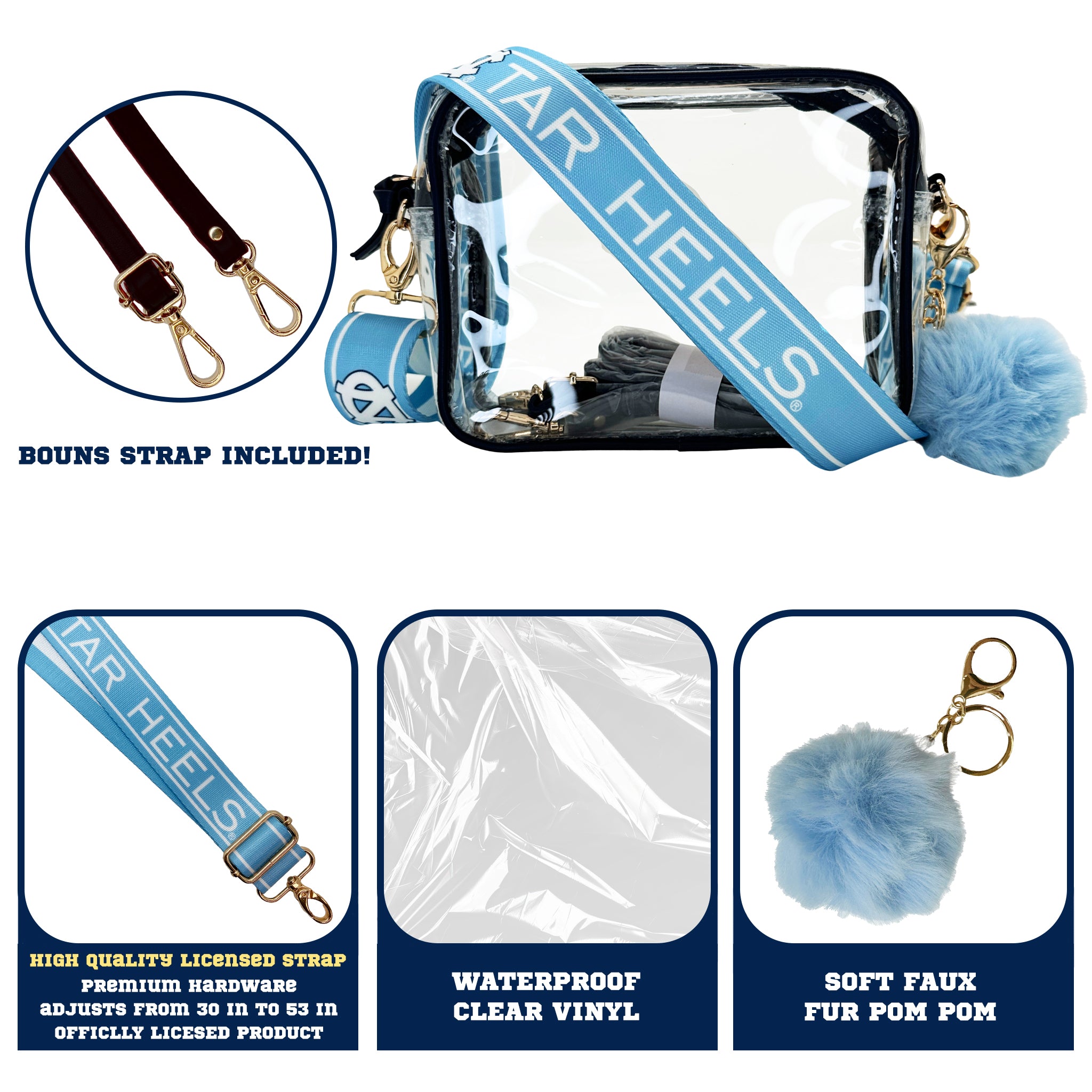 North Carolina Tar Heels Purse Set w/Licensed Strap