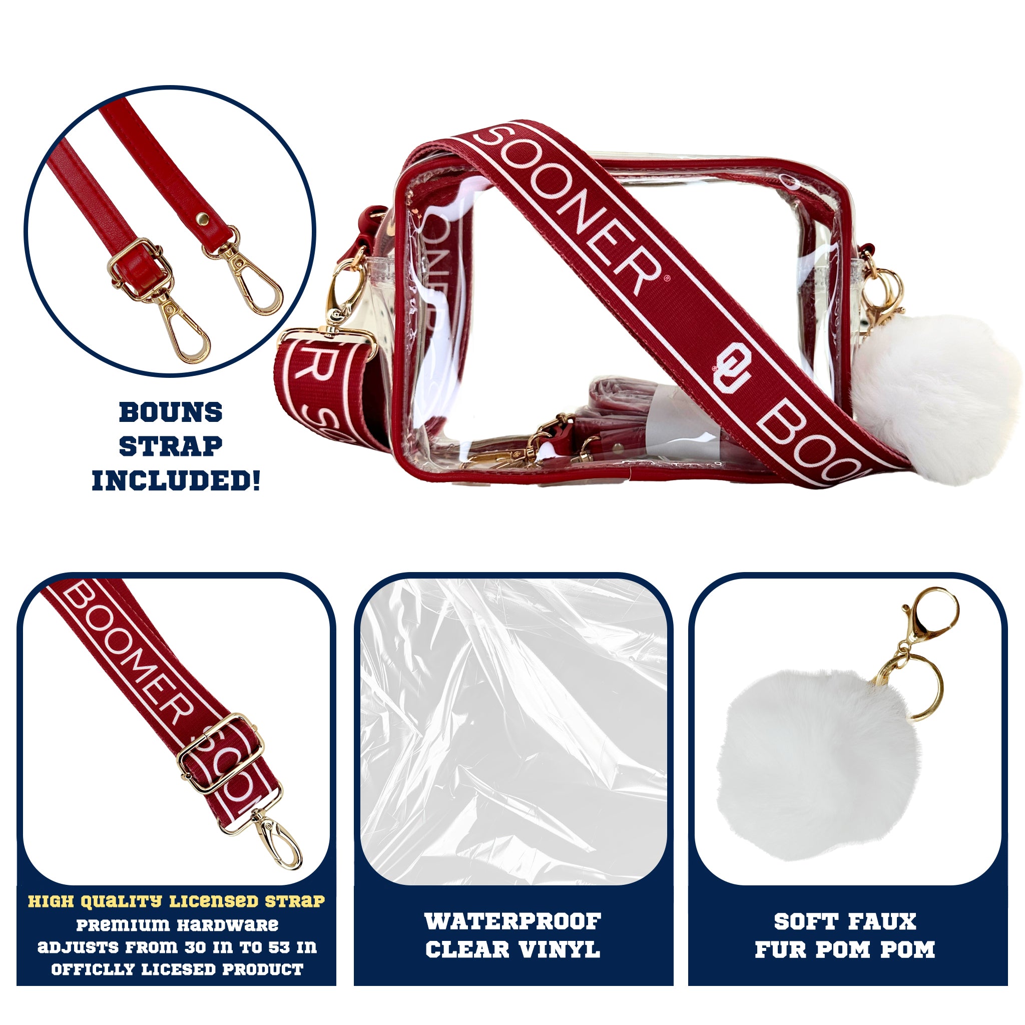 Oklahoma Sooners Purse Set w/Licensed Strap