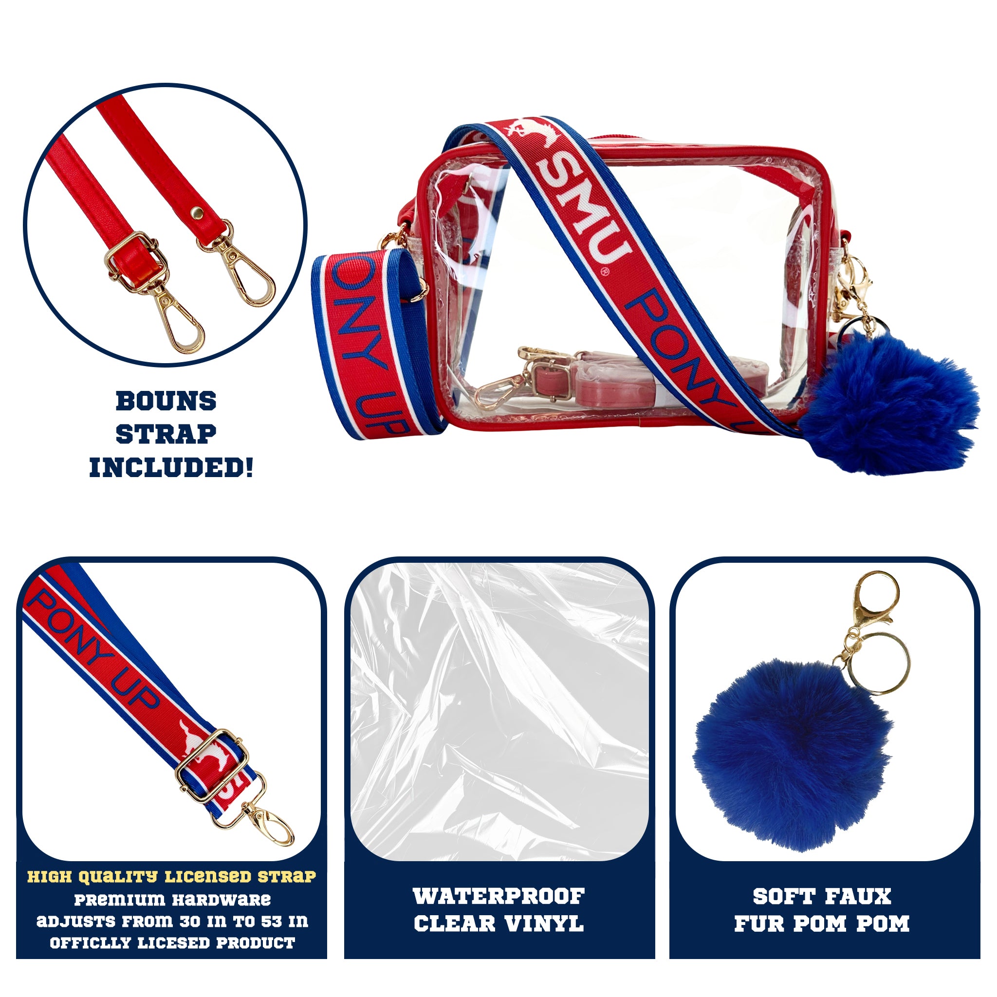SMU Mustangs Purse Set w/Licensed Strap