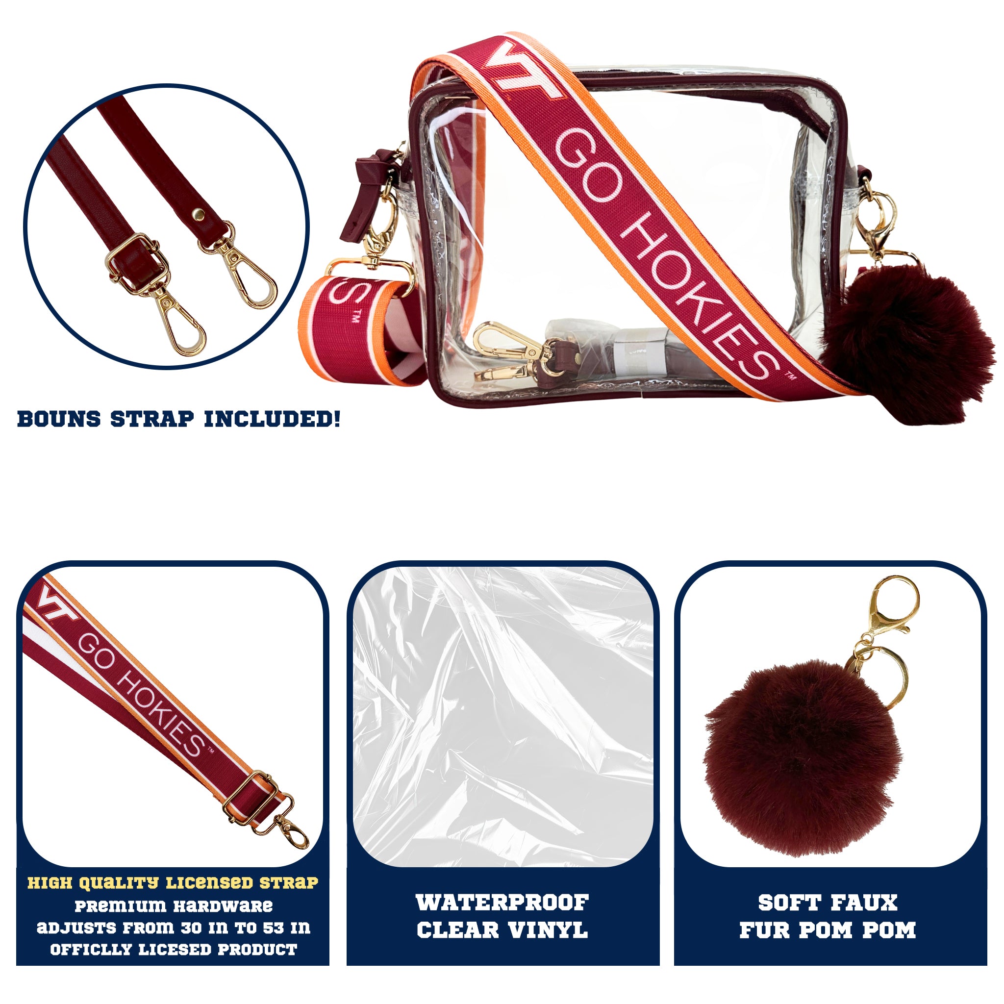 Virginia Tech Hokies Purse Set w/Licensed Strap