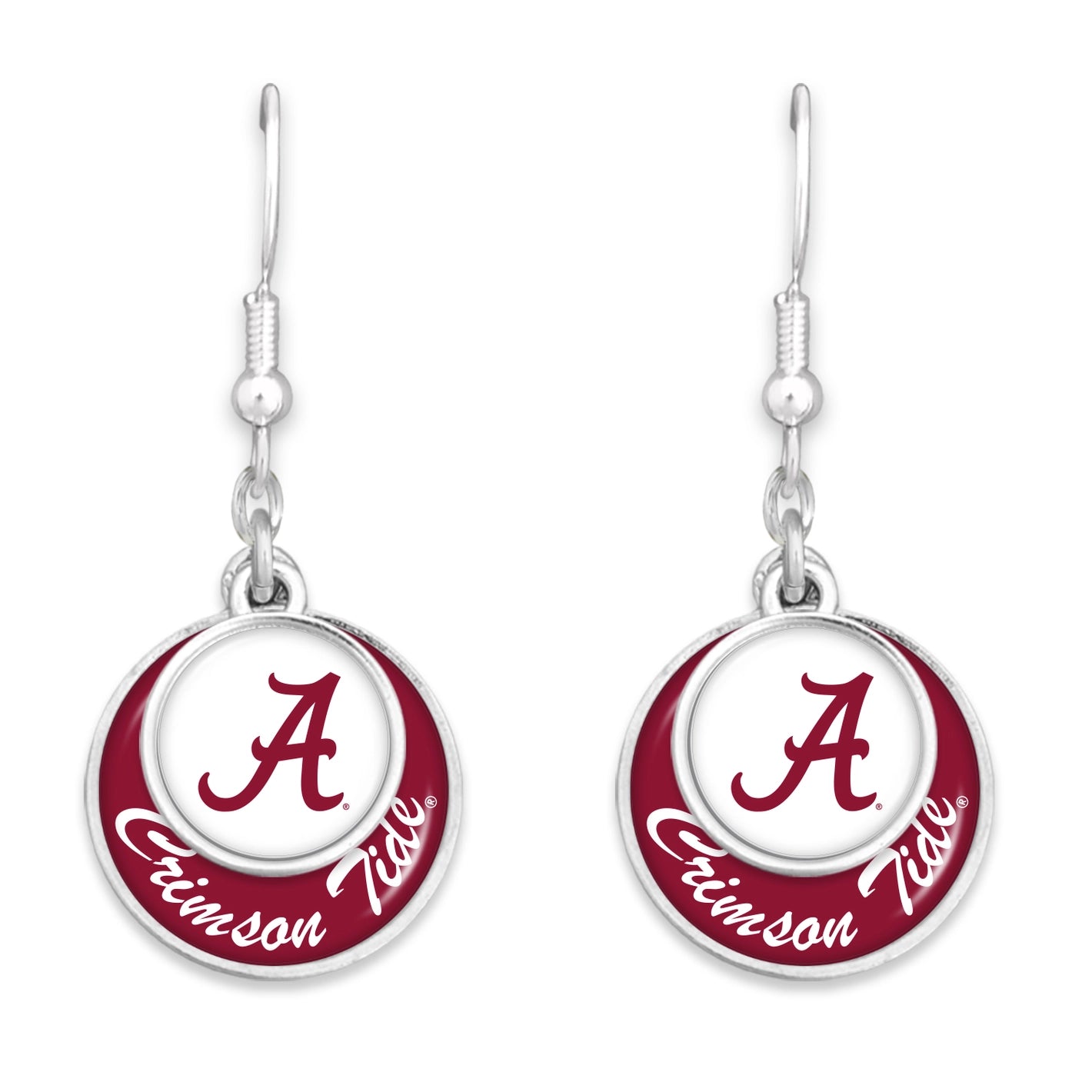 ALABAMA "Crimson Tide" Stacked Disk Earrings