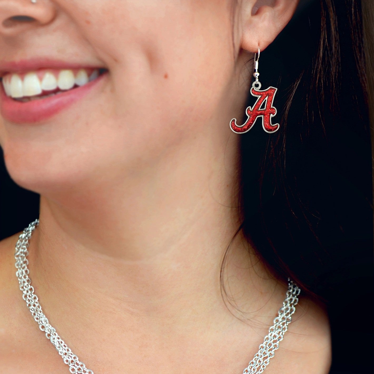 ALABAMA "A" Glitter Earrings