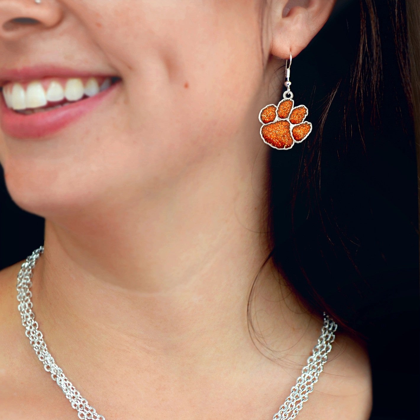 CLEMSON Paw Glitter Earrings