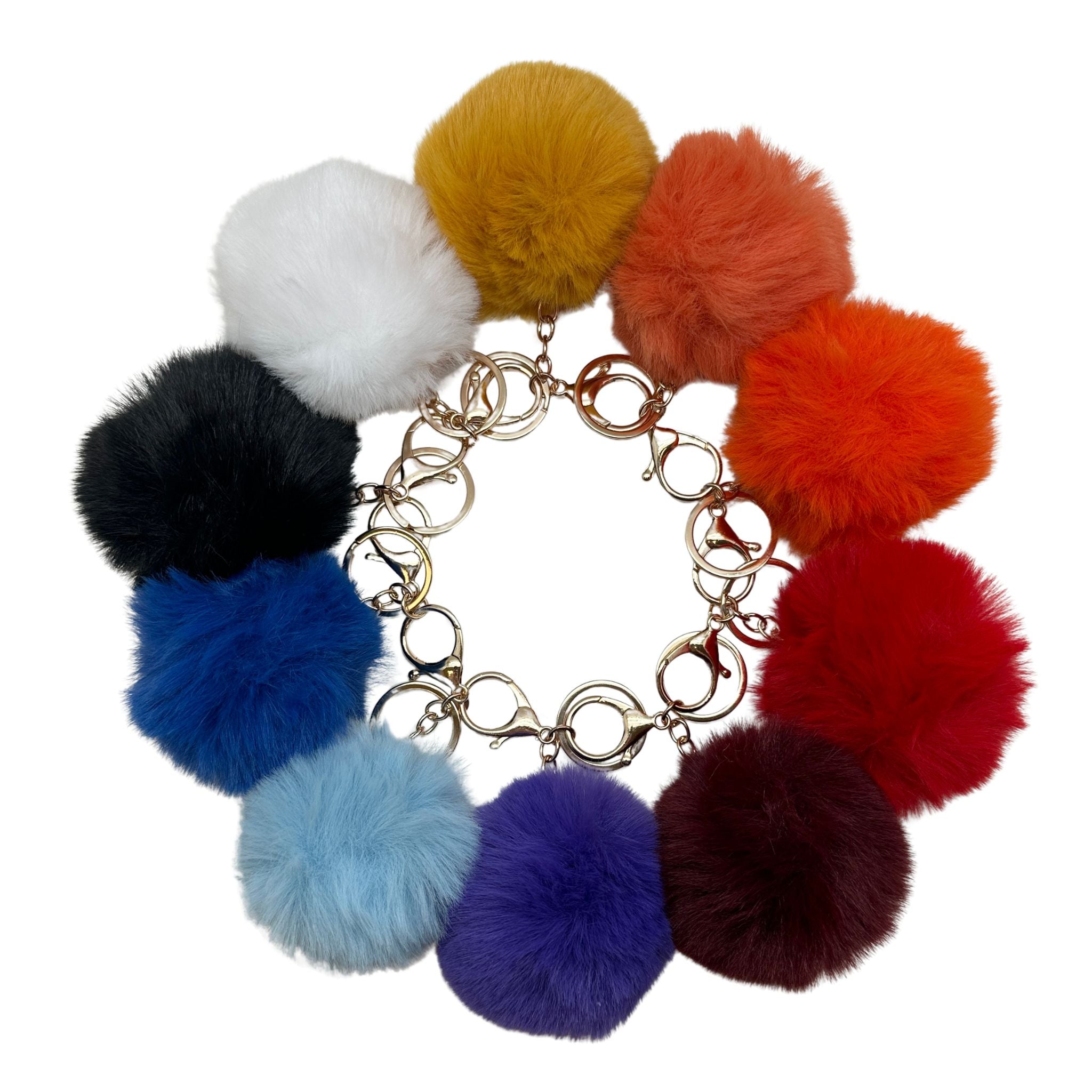 Faux Fur Pom Pom Keychain - White