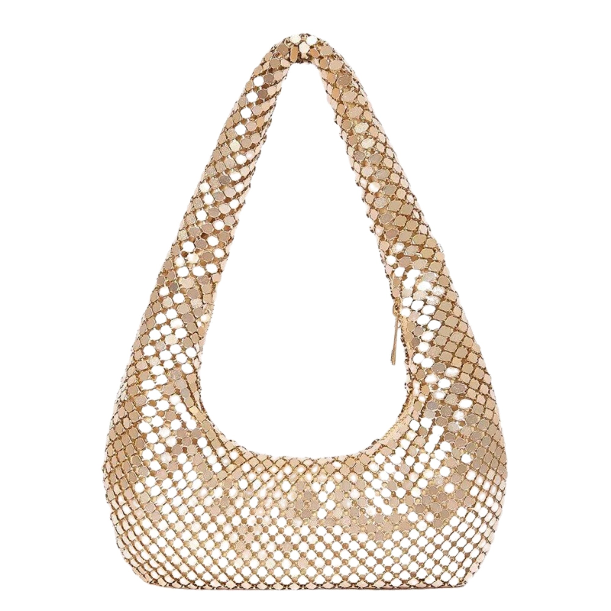 Allie Mesh Metal Hobo Bag Gold