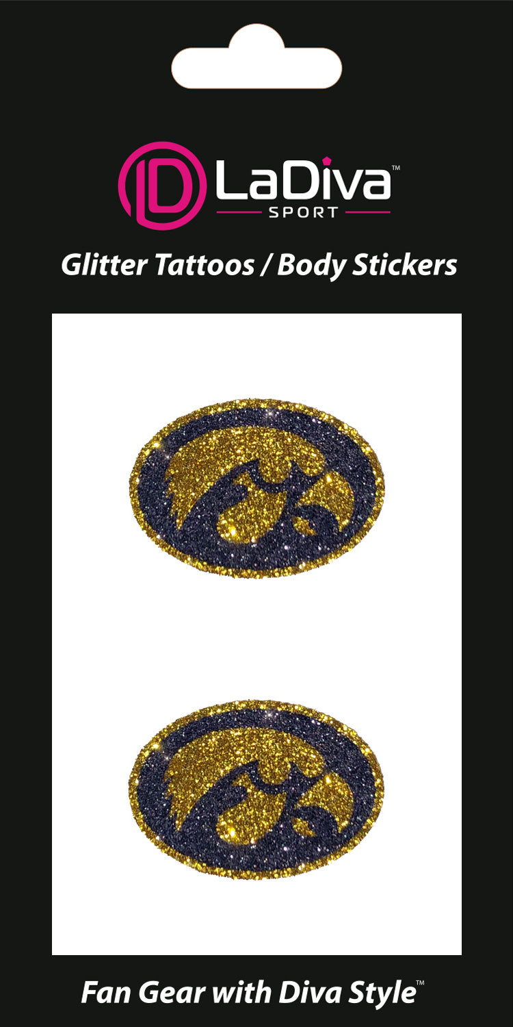Iowa Hawkeyes Gold Hawk Glitter Tattoo 2-Pack