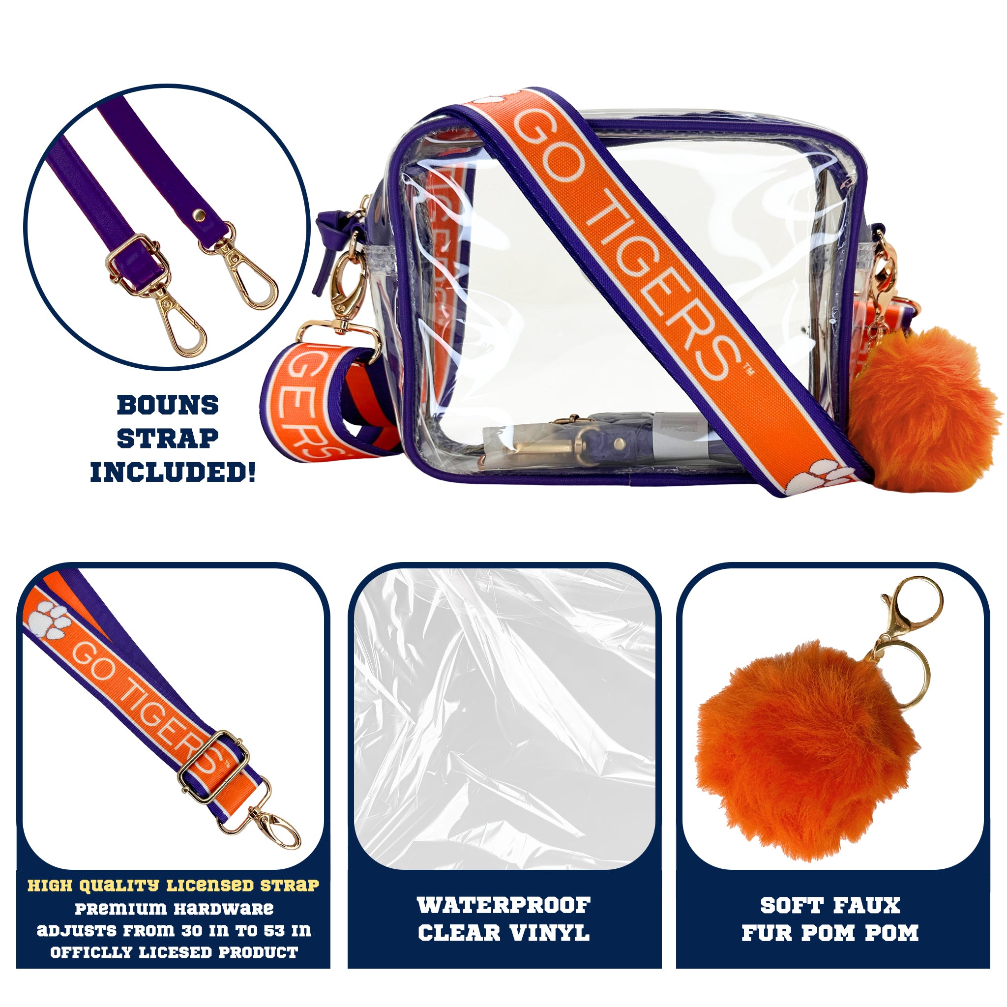Clemson Tigers Purse Set w/Licensed Strap