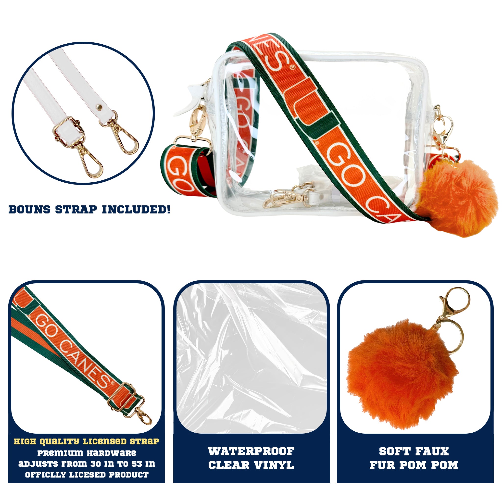 Miami Hurricanes Purse Set w/Licensed Strap
