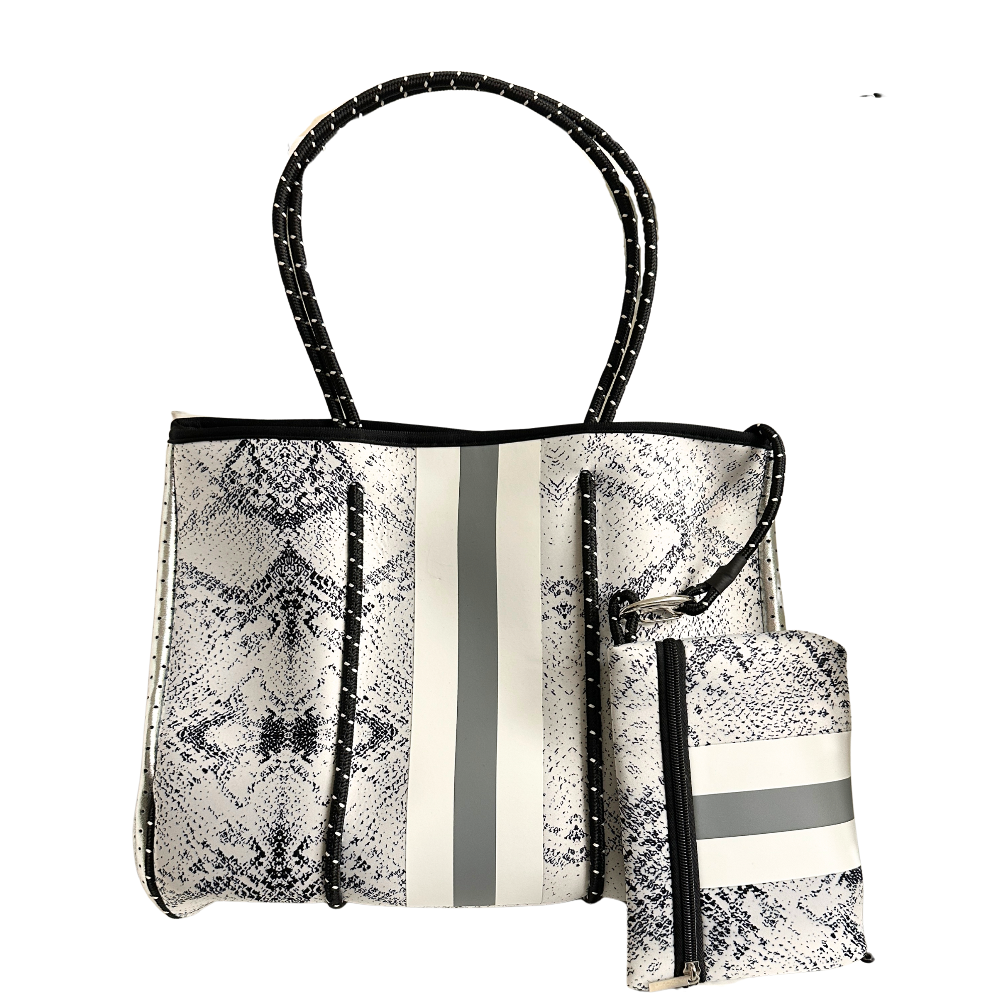 Neoprene Tote Bag Silver Snake