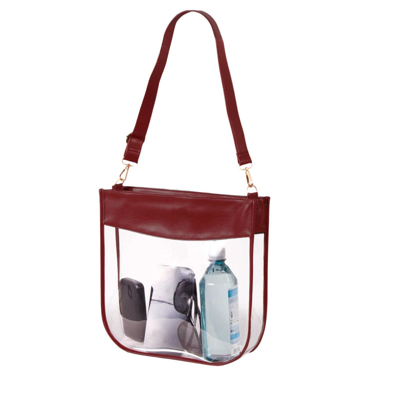 Maroon Trimmed Clear Messenger Bags