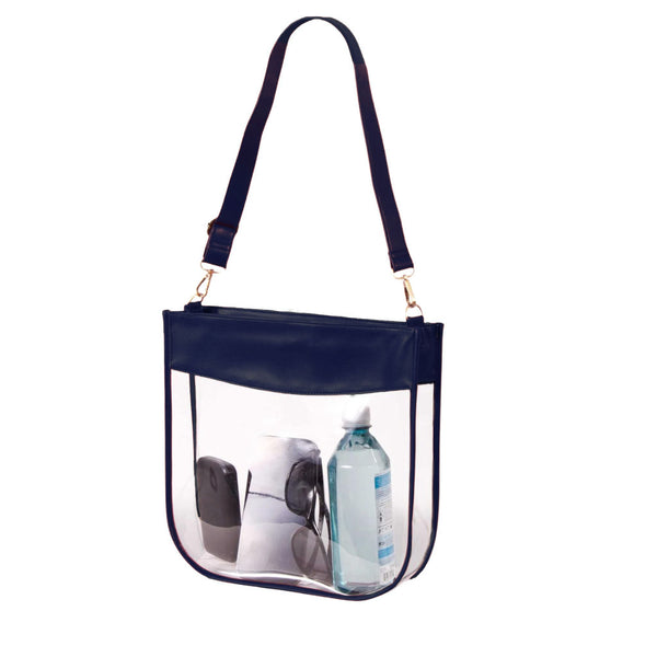 Navy Trimmed Clear Messenger Bags