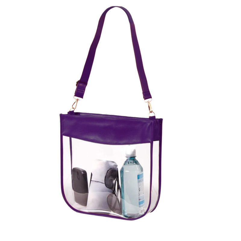 Purple Trimmed Clear Messenger Bags
