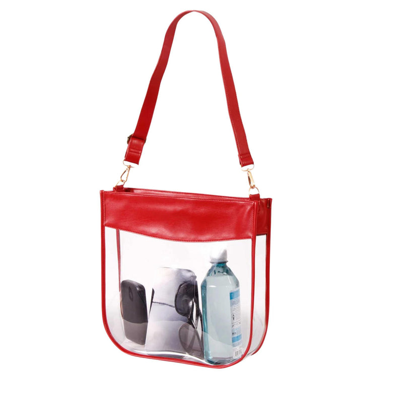 Red Trimmed Clear Messenger Bags