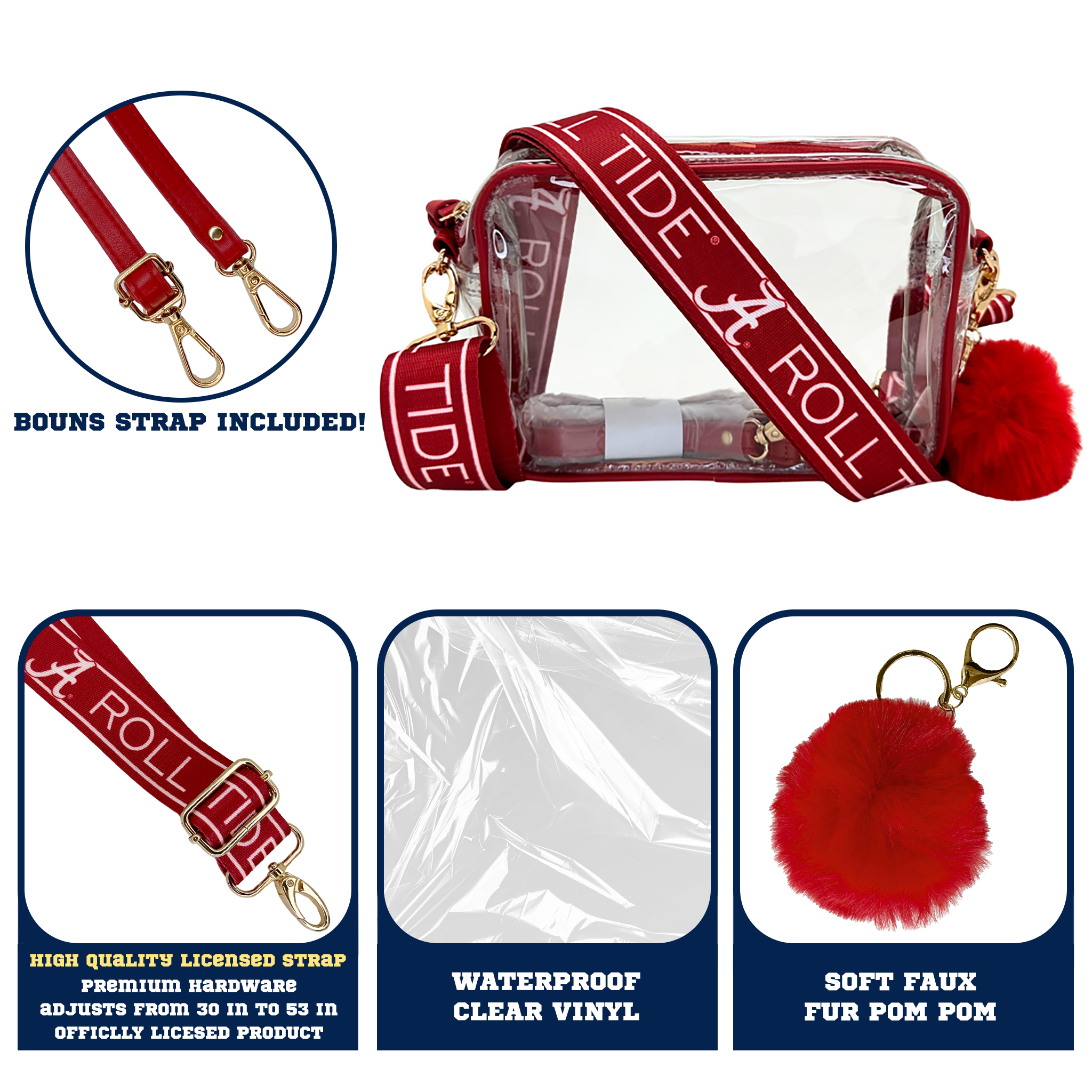 Alabama RollTide Purse Set w/Licensed Strap