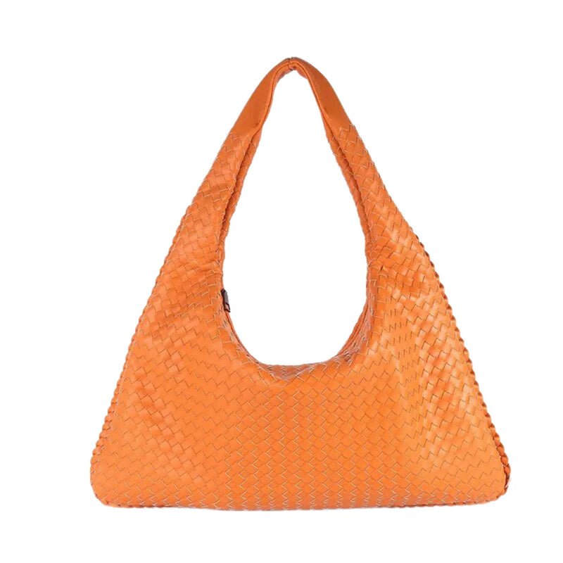 Lucia Woven Zipper Bag in Orange