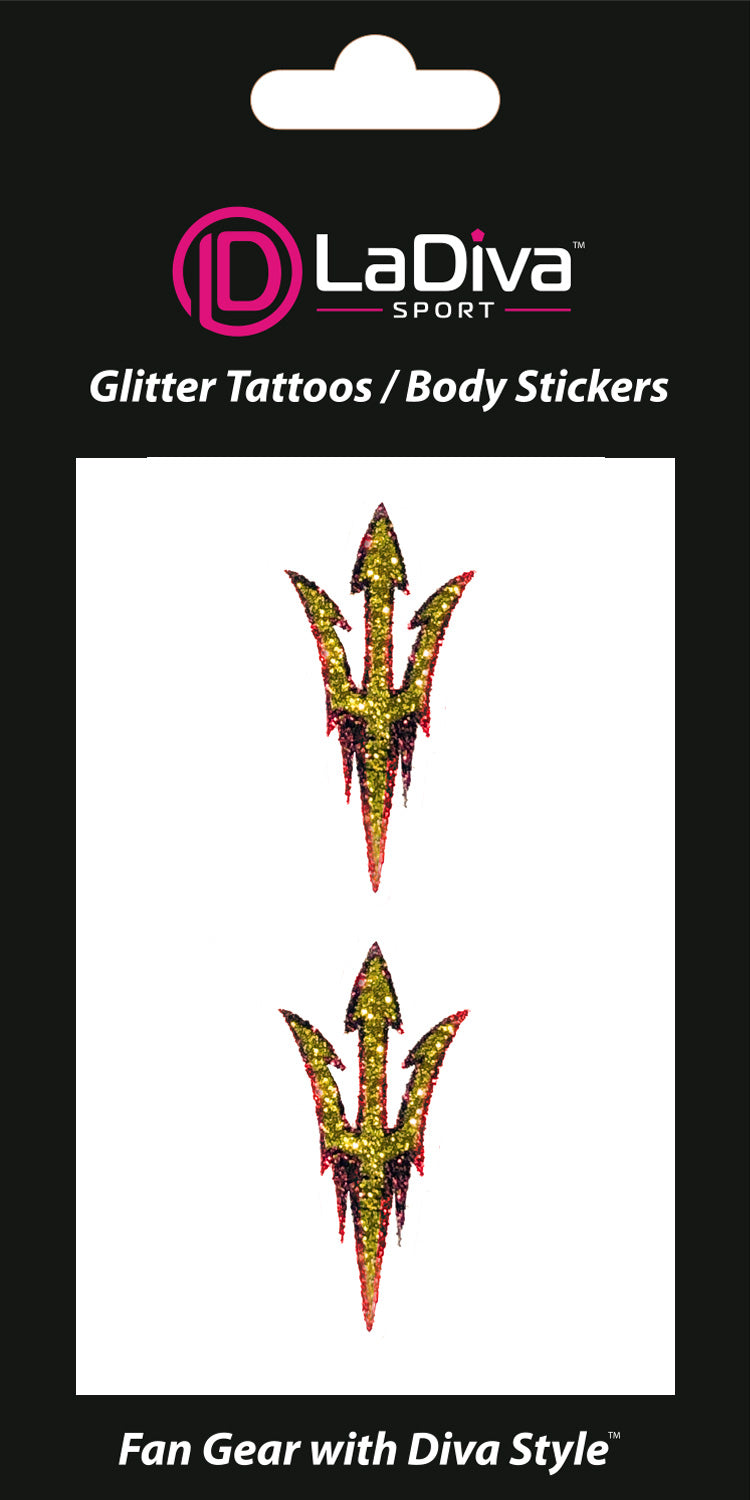 Arizona State Sun Devils Pitchfork Glitter Tattoo 2-Pack