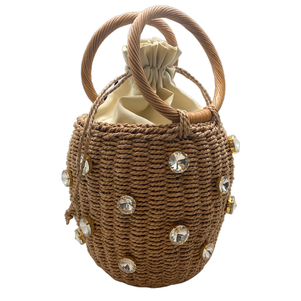 Crystal Rattan Bling Basket Purse