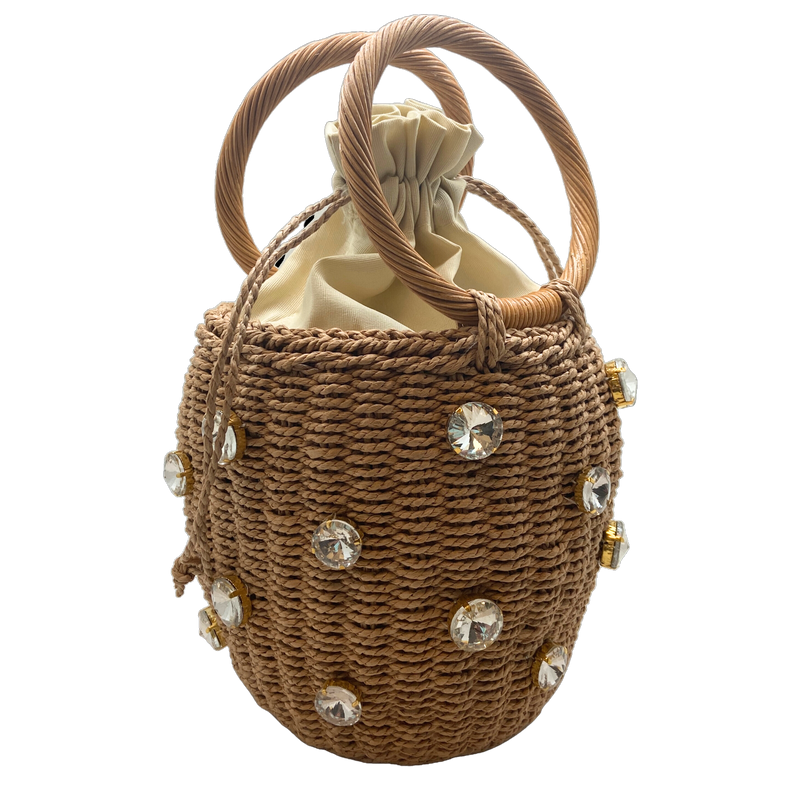 Crystal Rattan Bling Basket Purse