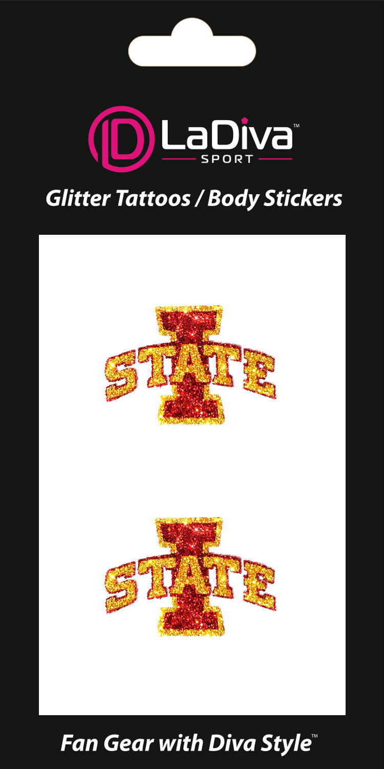 Iowa State University I-State Glitter Tattoo 2-Pack