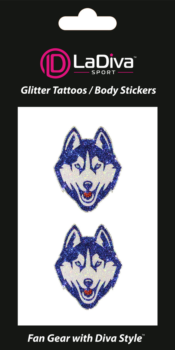 Connecticut Huskies Glitter Tattoo 2-Pack
