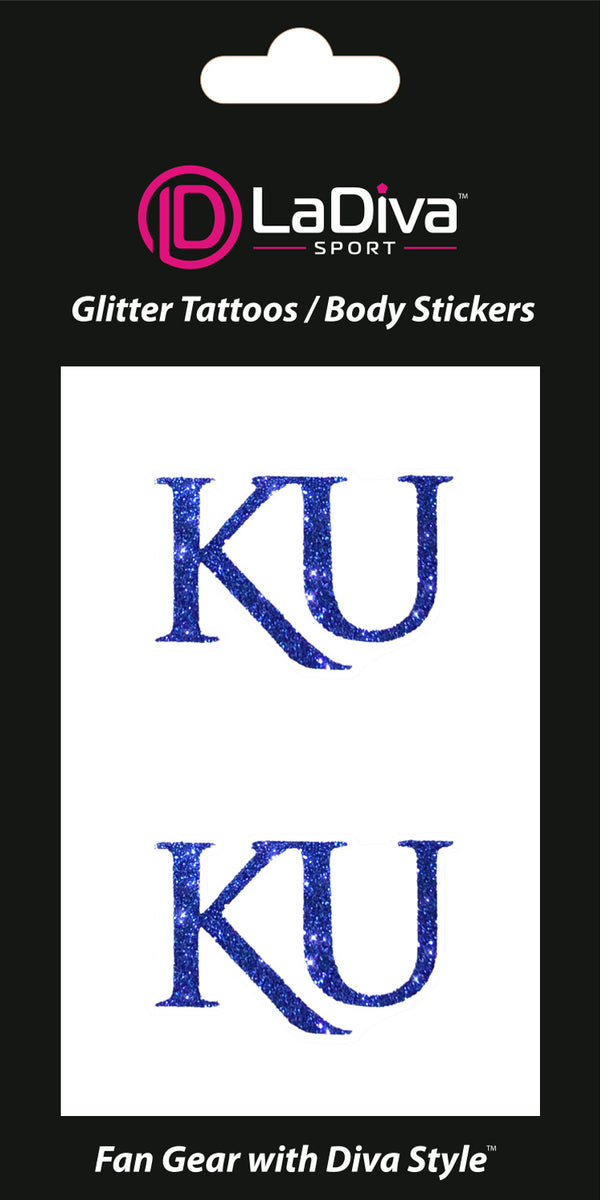 Kansas Jayhawks KU Glitter Tattoo 2-Pack
