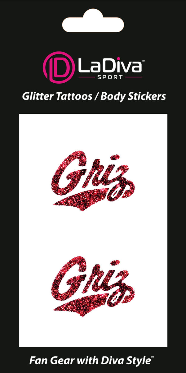 Montana Grizzlies Griz Glitter Tattoo 2-Pack