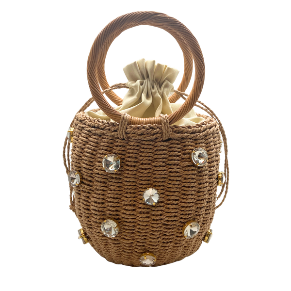 Crystal Rattan Bling Basket Purse