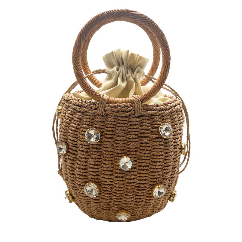 Crystal Rattan Bling Basket Purse