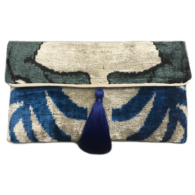 Ikat Ivory Coast Velvet Clutch/Crossbody Bag