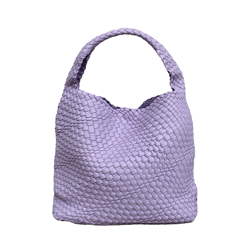 Martinique Hand Woven Handle Tote Bag in Lilac