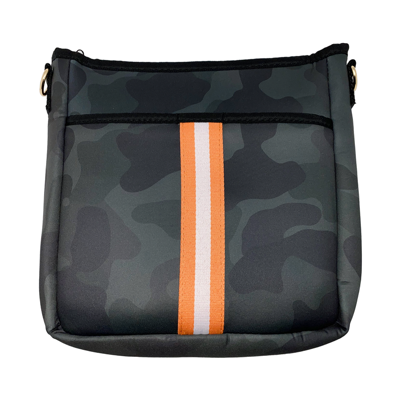 Neoprene Crossbody Green Camo Messenger Bag w/Stripes