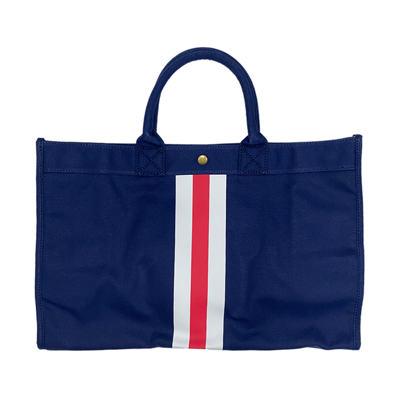 Stripe Canvas Tote- Navy